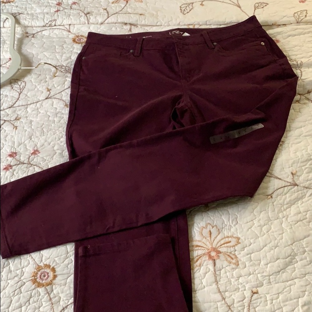 Anne Taylor Loft, skinny burgundy jeans, sz 14